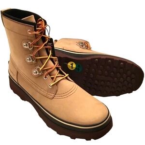NEW SOREL Boots ‘Caribou’ Waterproof Nubuck Leather Tan Lace-up Boots Size: 14